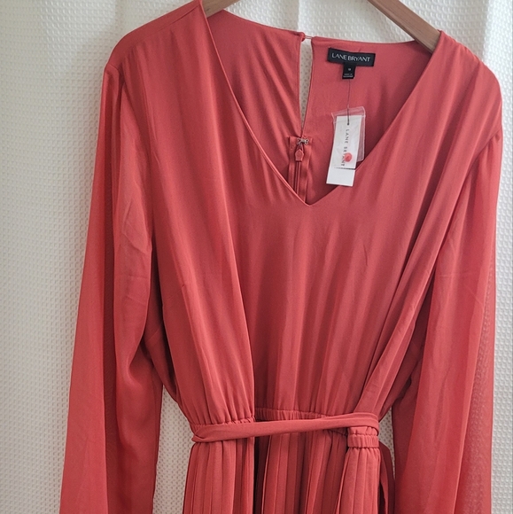 LB Pleated Chiffon Fit & Flare Dress - Picture 4 of 4